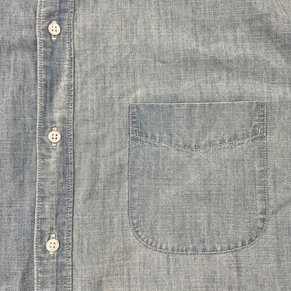 J. Crew Jean Shirt Mens 2XL Blue Denim Look Button Down Short Sleeve NWT - Picture 5 of 11